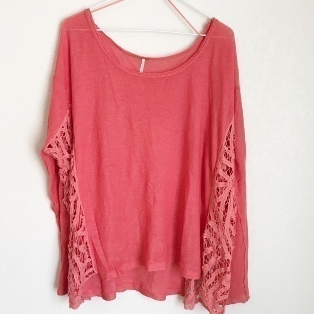 Free People • Lace Side Long Sleeve Top, Medium